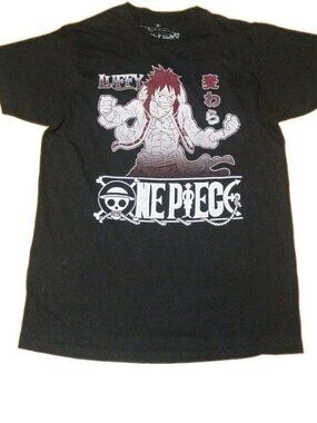Official One Piece Anime Luffy Black Graphic Print Short Sleeve T Size Medium